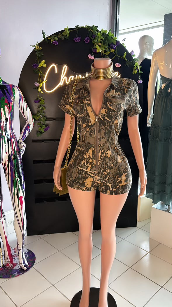 Camo Shorts Romper