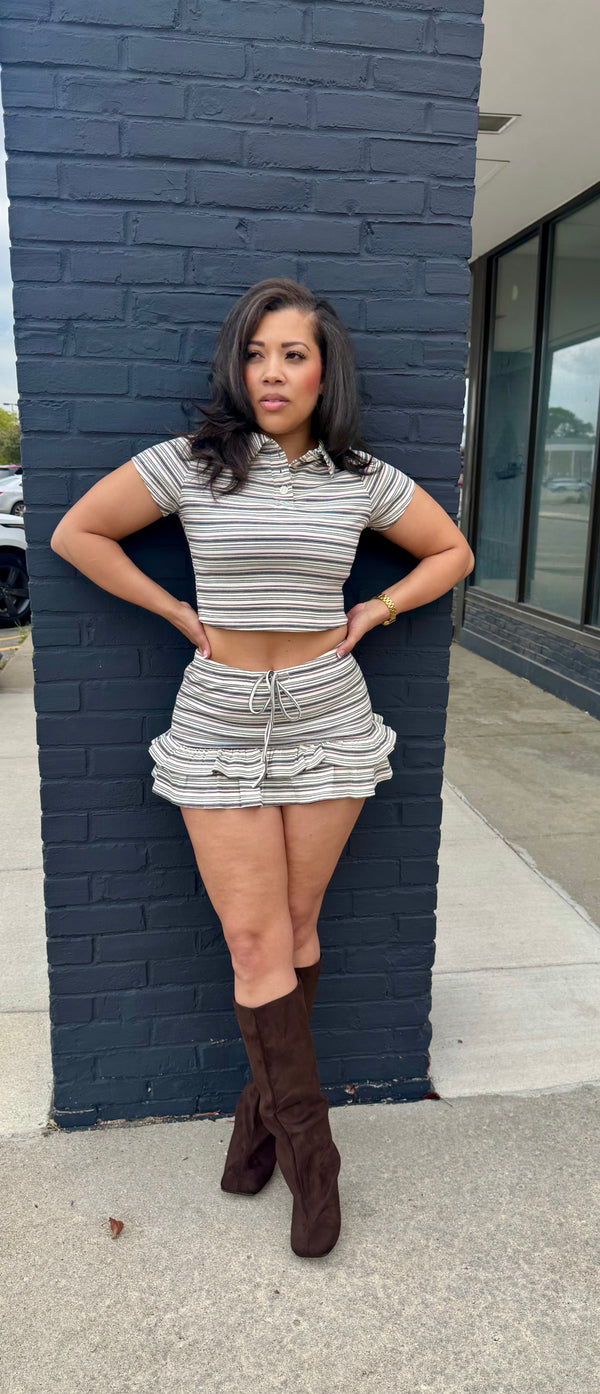 Stripe skirt set