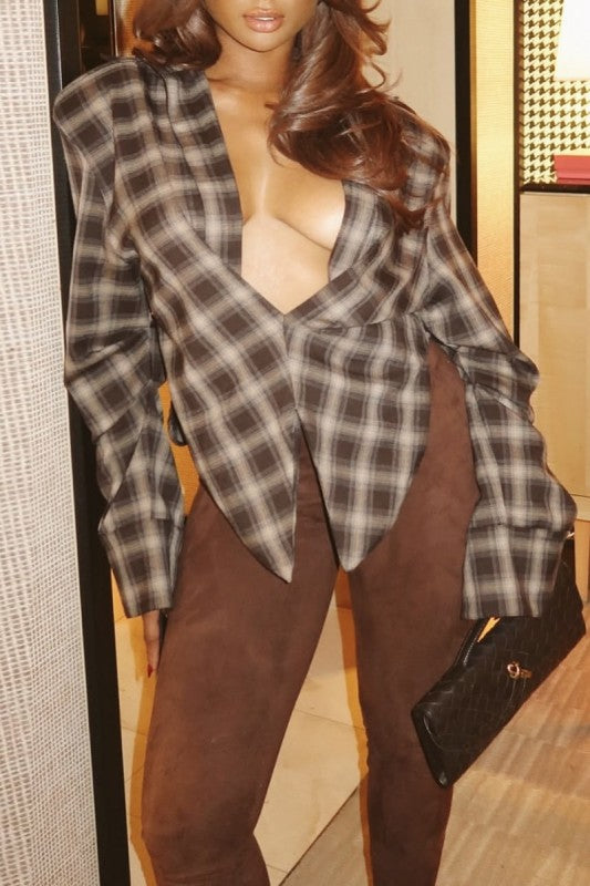 Plaid Top Brown