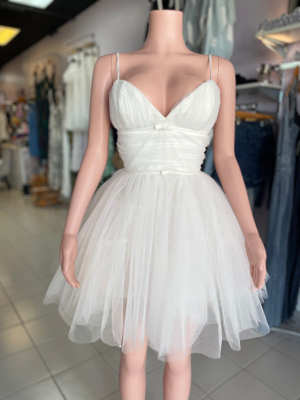White tulle mini dress