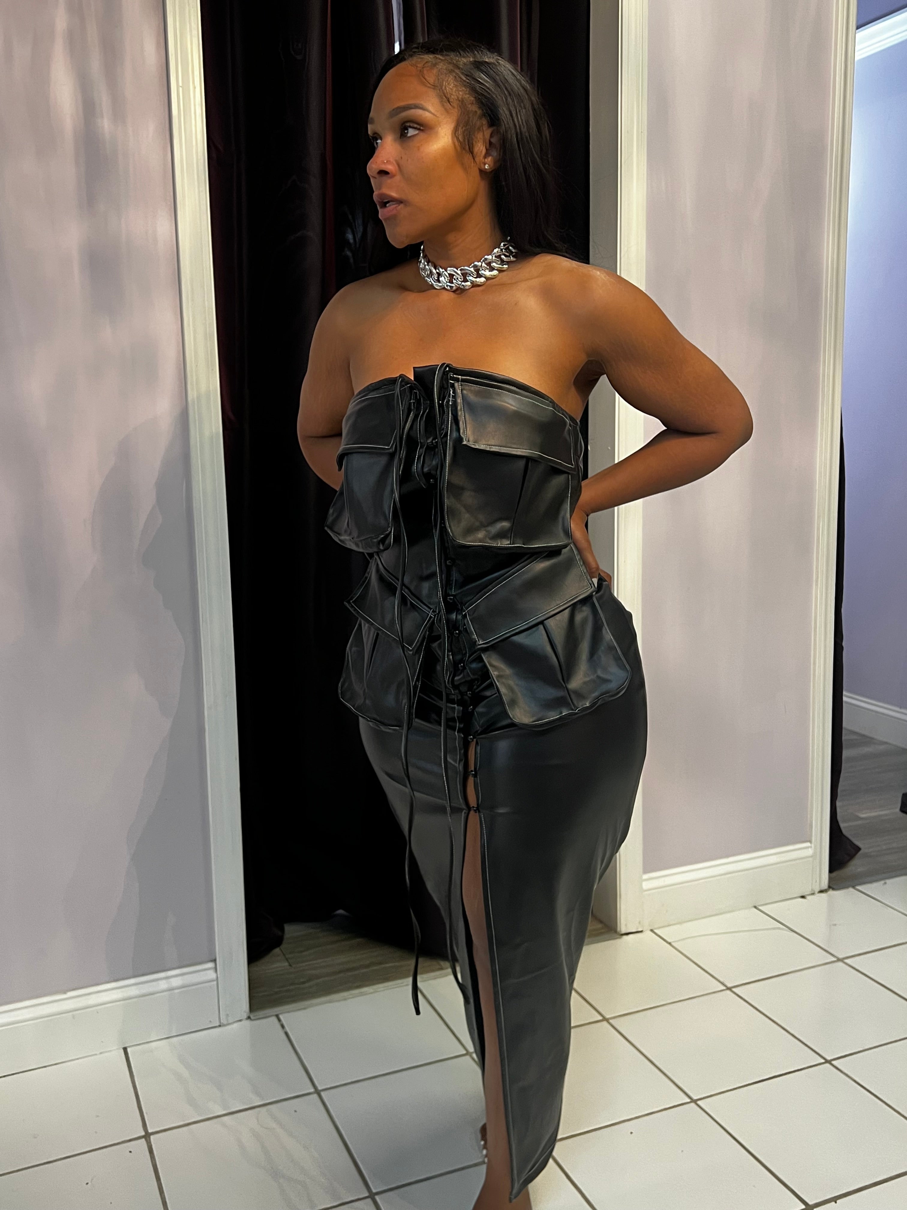 leather cargo dress large leather cargo dress large