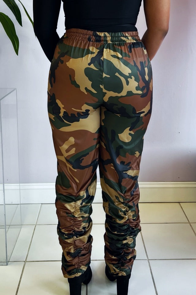 Get It Jane Ruched Camo Cargo Pants