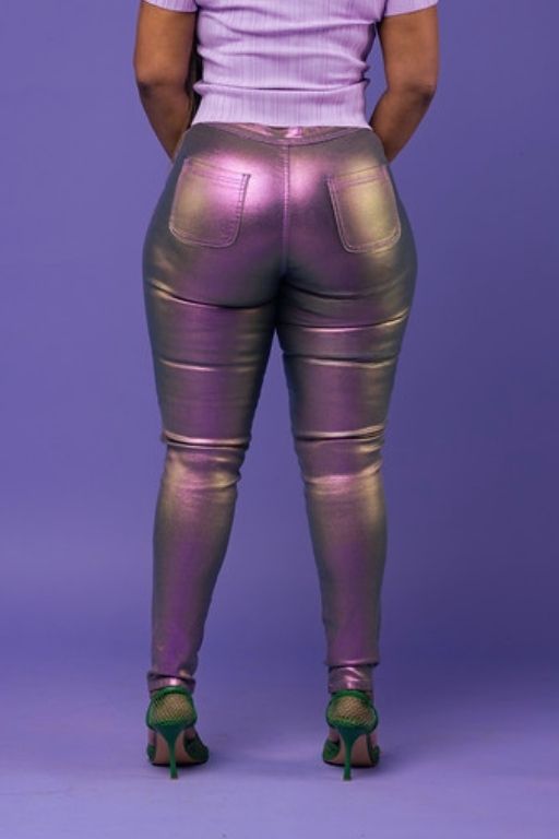 Coated Brazilian Jeans- Iridescent Purple