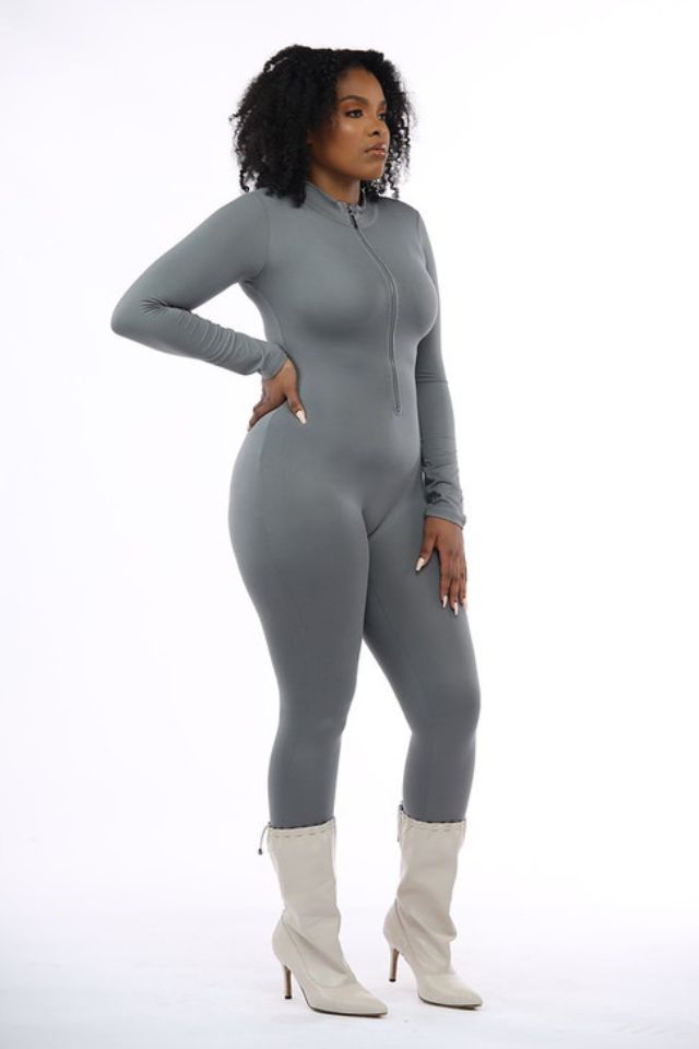Spoiled Bae-sic Zip Front Jumpsuit with Thumbholes