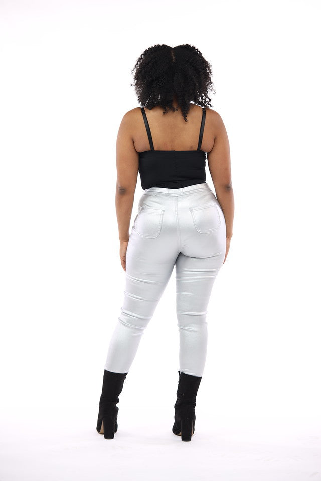 Spoiled Forever Coated Brazilian Jeans- Silver