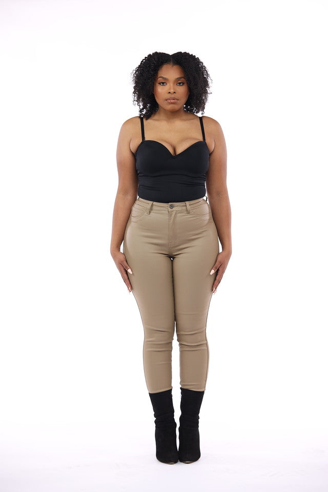 Spoiled Forever Coated Brazilian Jeans- Taupe