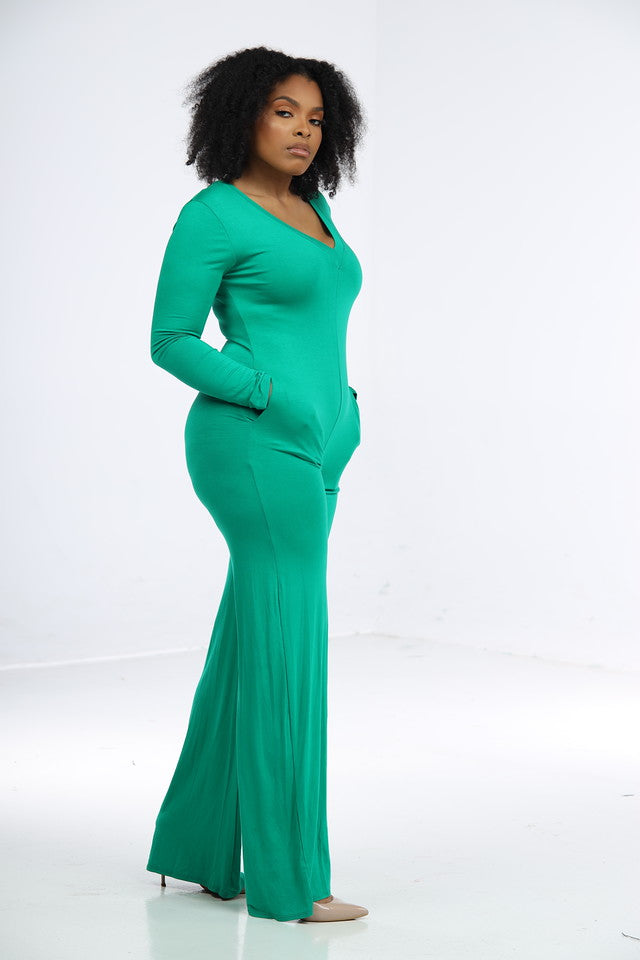 Spoiled Wide Leg Jumpsuit-Green