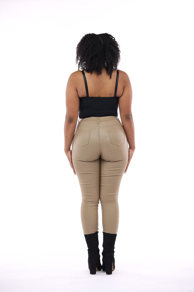 Spoiled Forever Coated Brazilian Jeans- Taupe